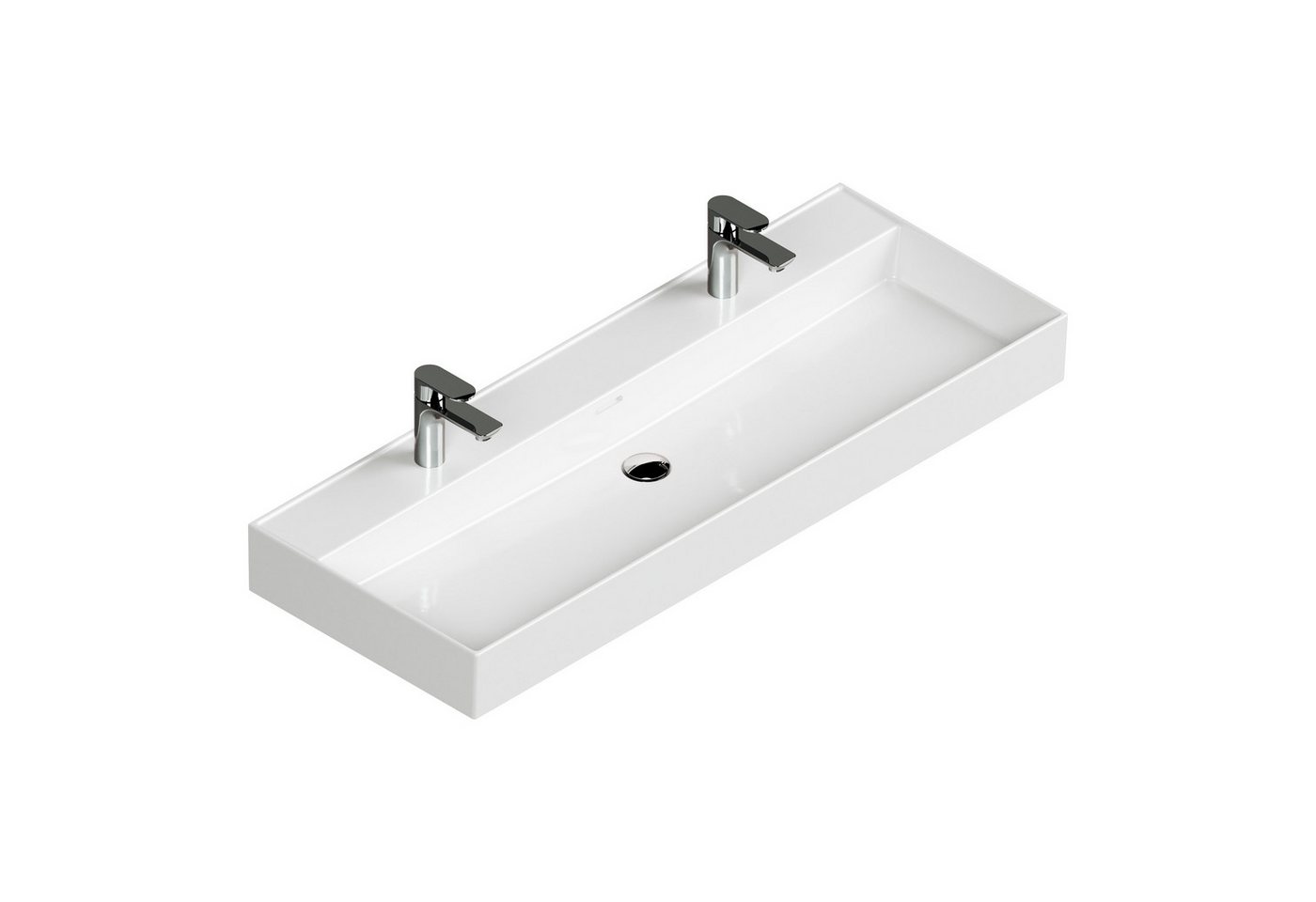 Aqua Bagno Waschbecken Doppwaschbecken 120cm weiß eckig Wandmontage Möbelwaschtisch Bild 5