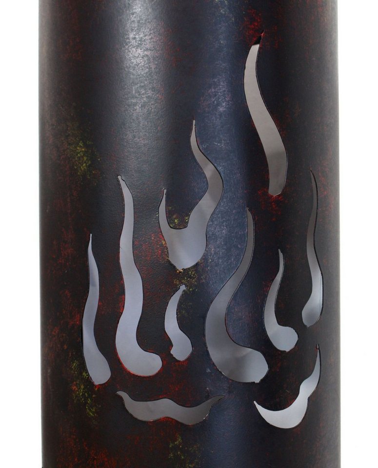 Dekoleidenschaft Bodenwindlicht "Flammen" Windlichtsäule aus Metall in Antik Optik, Outdoor Windlicht (2 St., im Set), 80 + 99 cm hoch, Kerzenständer groß, Dekosäule mit Kerzenhalter