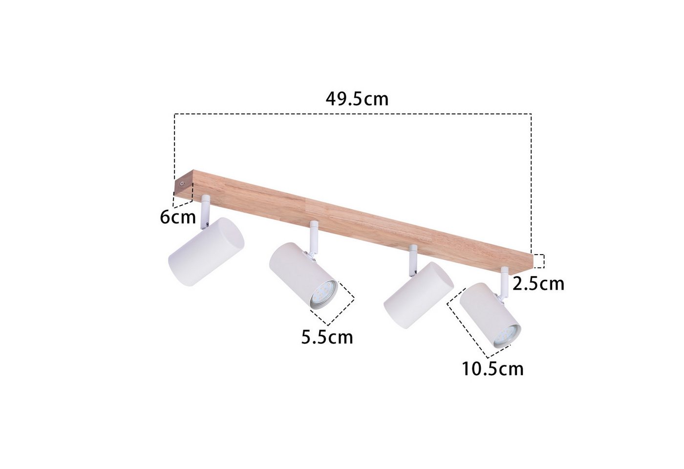 Nettlife Deckenstrahler Deckenstrahler 4/5 Flammig Holz Vintage GU10, Schwenkbar 350°, LED wechselbar, Deckenleuchte für Wohnzimmer Schlafzimmer Esstisch Küche Kindzimmer Bild 2