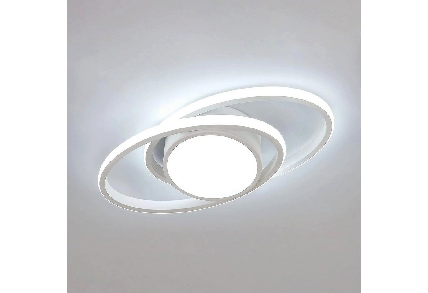 Riserva LED Deckenleuchte LED Deckenleuchte Weiß 39W 6500K Doppelring Oval Modern, LED wechselbar