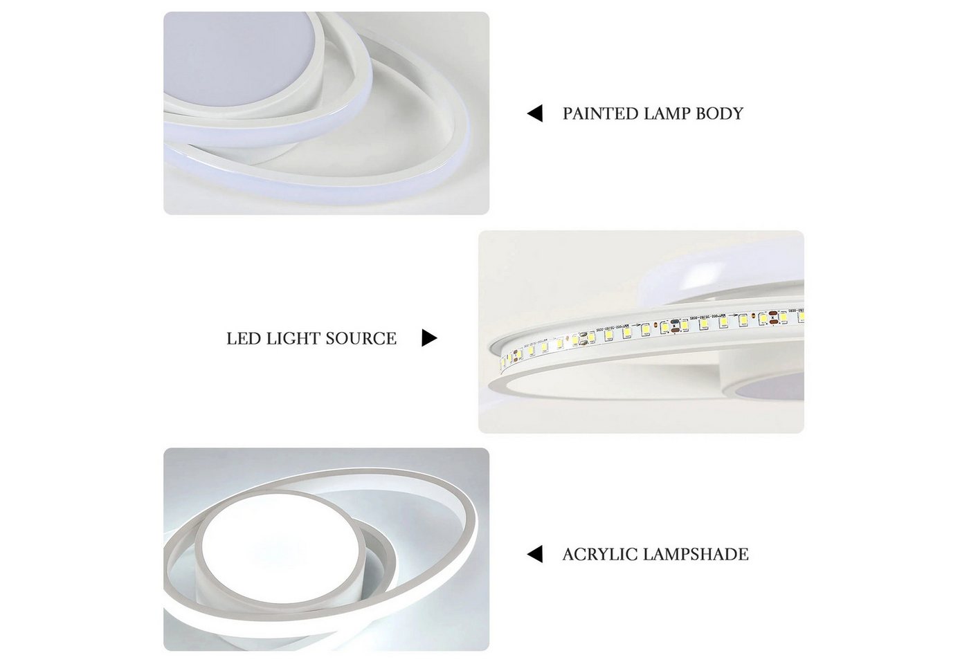 Riserva LED Deckenleuchte LED Deckenleuchte Weiß 39W 6500K Doppelring Oval Modern, LED wechselbar Bild 2