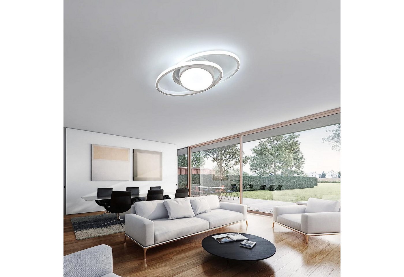 Riserva LED Deckenleuchte LED Deckenleuchte Weiß 39W 6500K Doppelring Oval Modern, LED wechselbar Bild 3