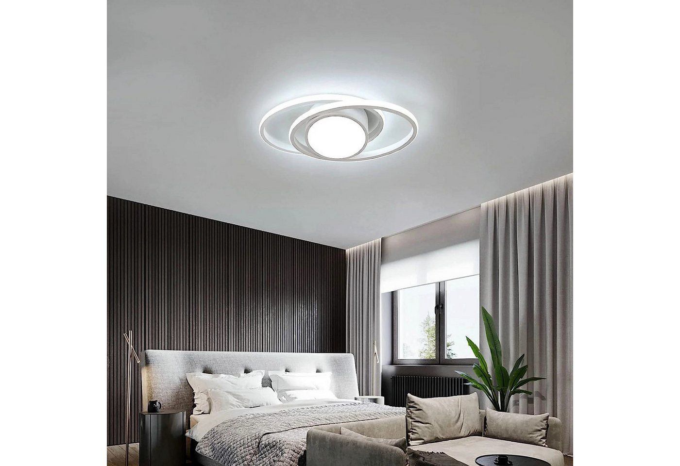 Riserva LED Deckenleuchte LED Deckenleuchte Weiß 39W 6500K Doppelring Oval Modern, LED wechselbar Bild 4