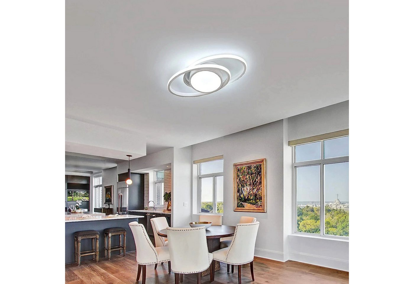 Riserva LED Deckenleuchte LED Deckenleuchte Weiß 39W 6500K Doppelring Oval Modern, LED wechselbar Bild 5