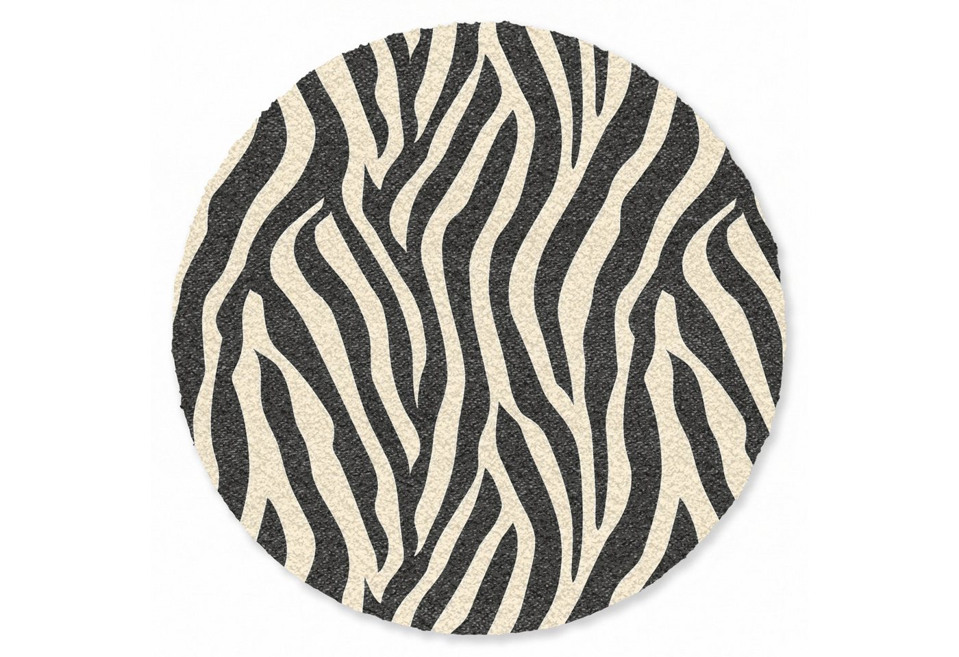 OnlyWow Teppich Rund Zebra - Druck - Klassisch - Schwarz, Rechteckig, Wohnzimmer, Schlafzimmer, Kurzflor 90x90 cm