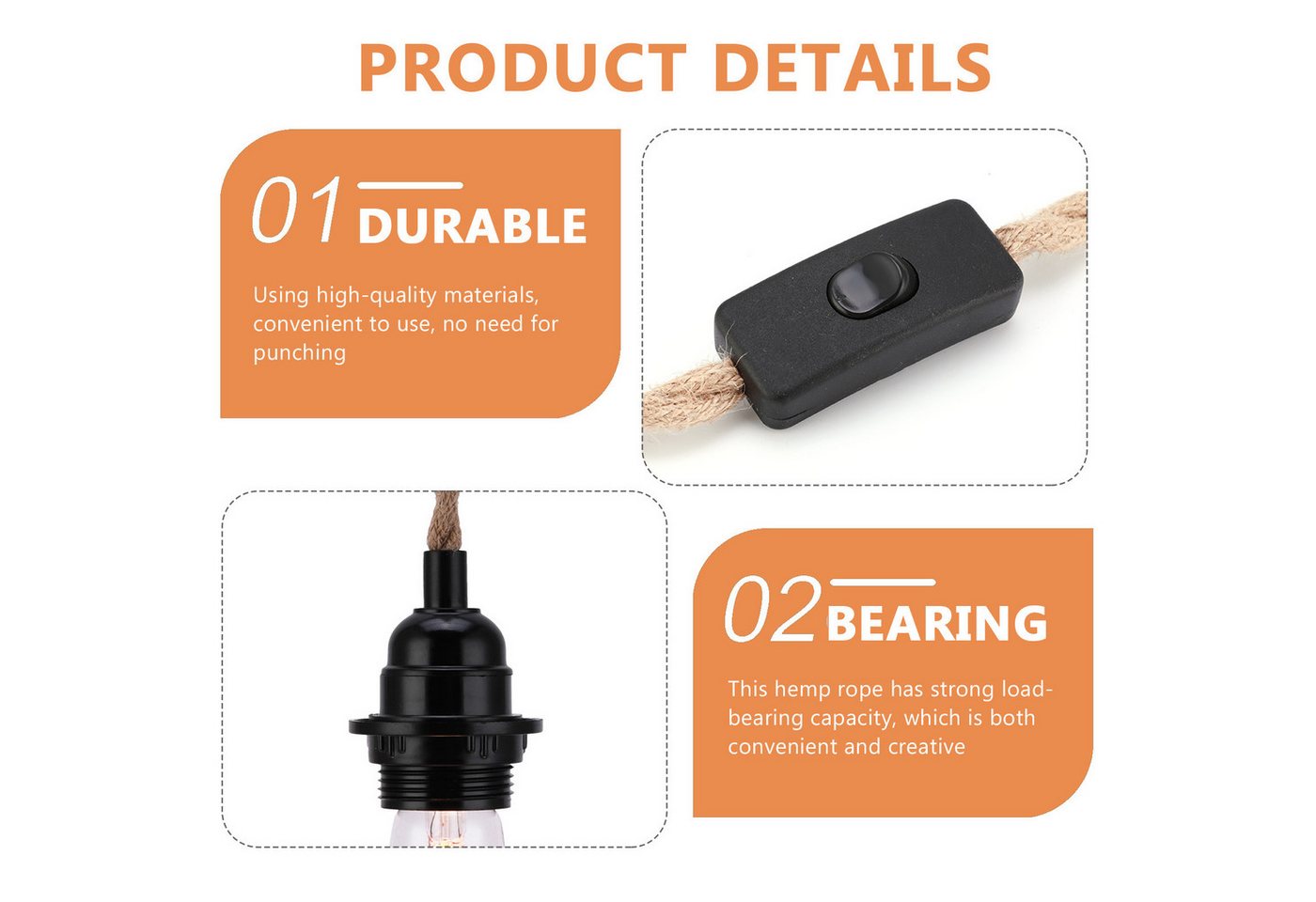 BlingBin Pendelleuchte mit Stecker, Lampenfassung E27 mit Kabel 4,5 Meter, DIY-Dekorationen, ohne Leuchtmittel, DIY Hängelampe für Schlafzimmer, für Lampenaufhängung E27 fassung