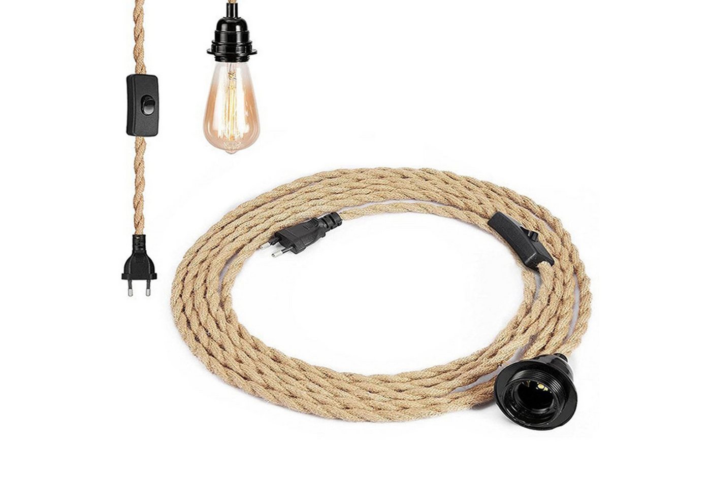 BlingBin Pendelleuchte mit Stecker, Lampenfassung E27 mit Kabel 4,5 Meter, DIY-Dekorationen, ohne Leuchtmittel, DIY Hängelampe für Schlafzimmer, für Lampenaufhängung E27 fassung Bild 3