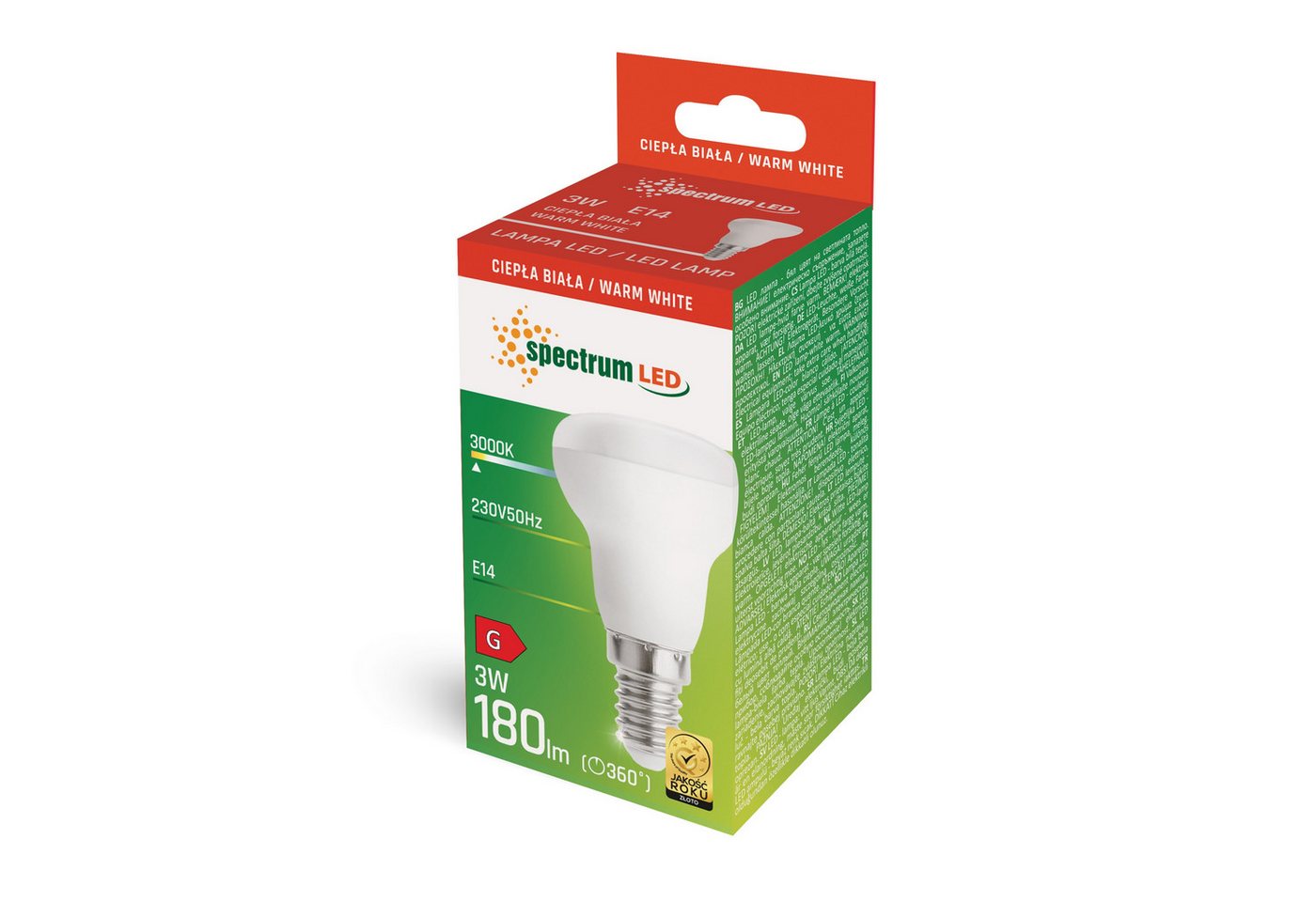 Spectrum LED-Leuchtmittel Spectrum LED E14 R39 Pilzform 3W 120° 180lm 230V Warmweiß 3000K, E14, Warmweiß, Pilzform