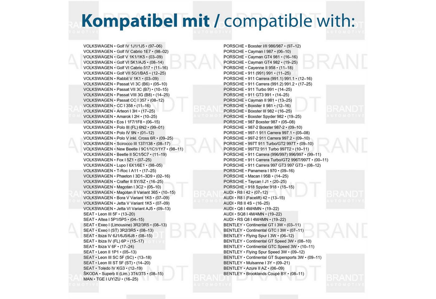BRANDT AUTOMOTIVE KFZ-Ersatzleuchte LED Kennzeichenleuchten Auto Kennzeichenbeleuchtung, für Porsche 911 991 991 (11–25), 911 Carrera 991.1 (12–16), 911 Ca...