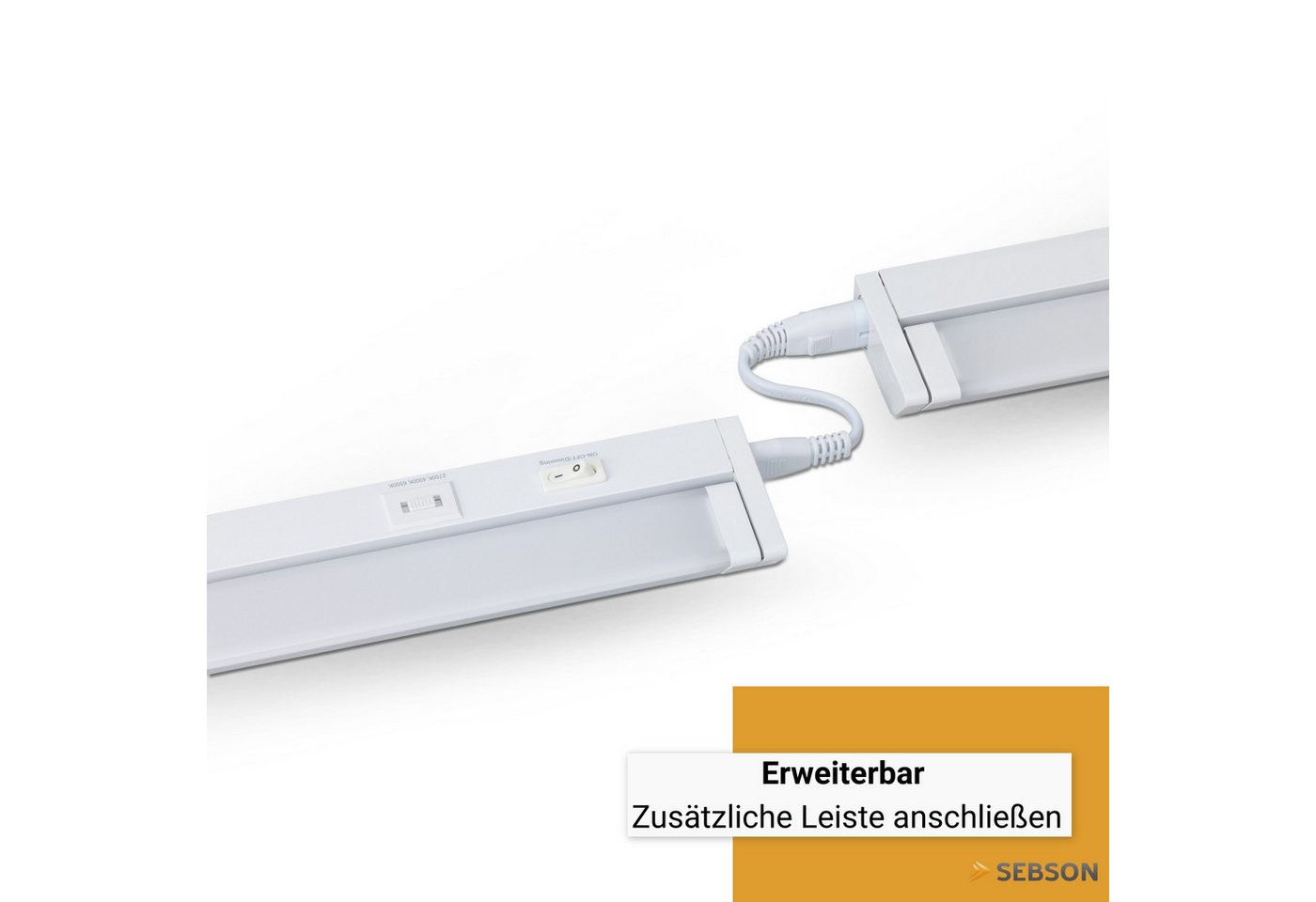 SEBSON Aufbauleuchte LED Unterbauleuchte 30cm - dimmbar, 3 Lichtfarben, schwenkbar, Stecker, Programmierbar: Warmweiß, Neutralweiß, Kaltweiß, Programmierbar: warmweiß 2700K/ neutralweiß 4000K/ kaltweiß 6500K Bild 5