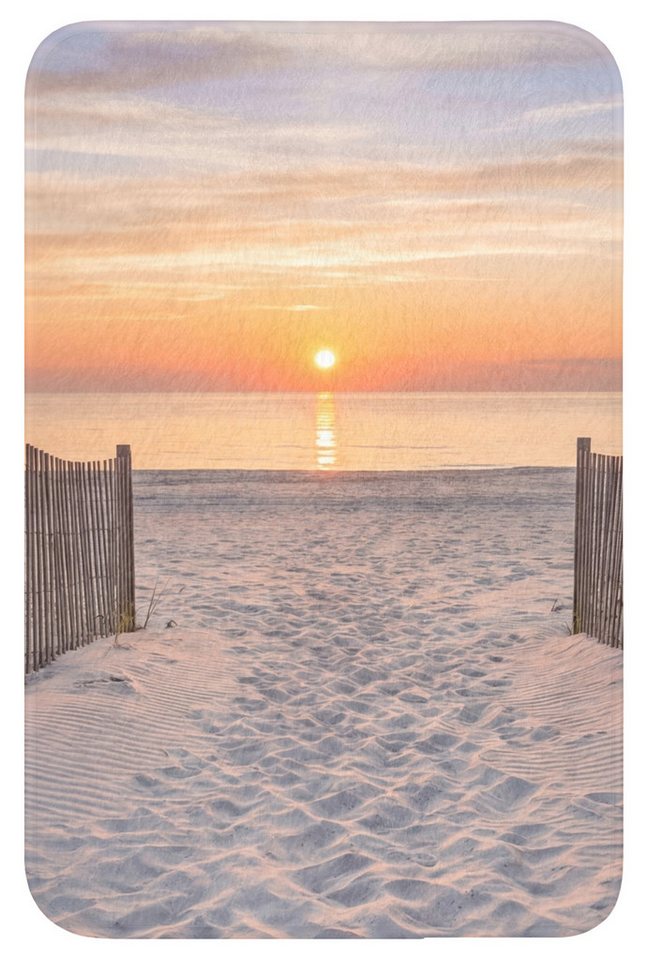 OnlyWow WC-Vorleger Sonnenuntergang - Strand - Sand, Höhe 10 mm, Polyester, Rechteckig, WC Teppich, Toilettenvorleger, Toilettenteppich, Badematte 40x60 cm Bild 4