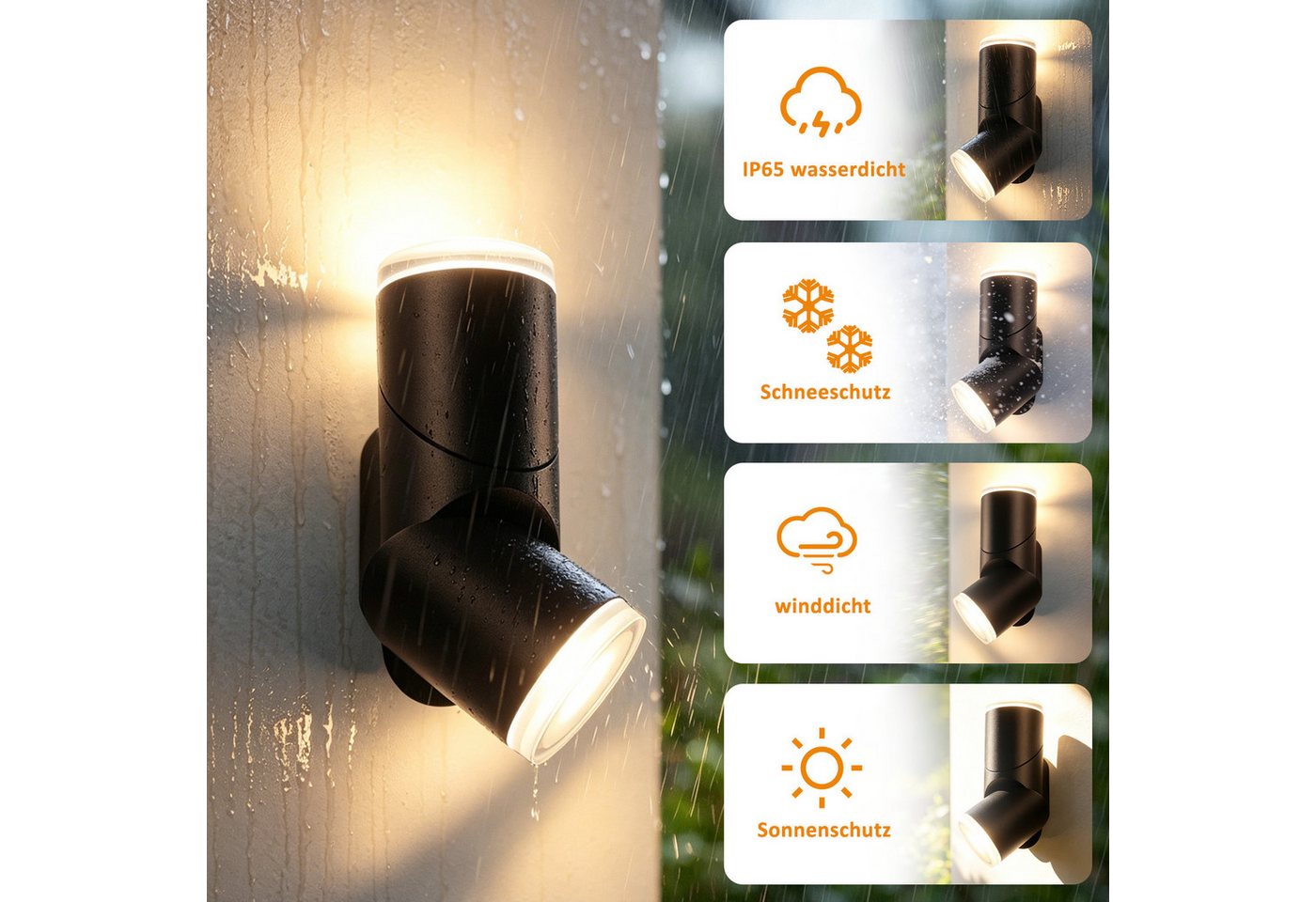 Nettlife LED Außen-Wandleuchte 10W 3000K warmweiß schwarz für Hauswand Terrasse Außen, für Hauswand, Terrasse, Treppenhaus, Flur Bild 2