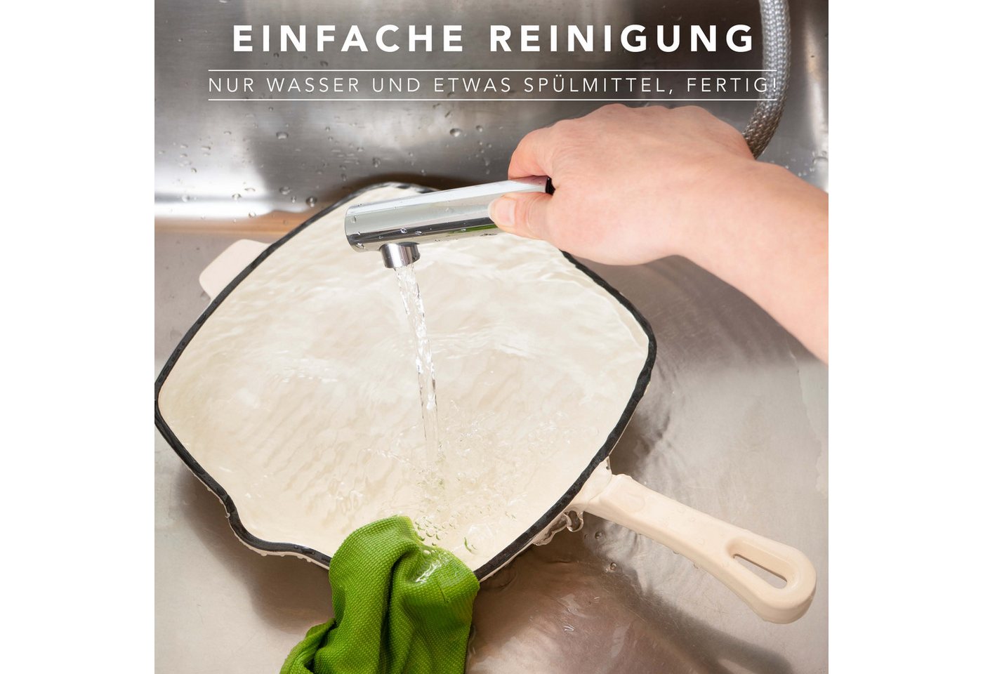 RÖMERTOPF Grillpfanne Gusseisen Grillpfanne 24cm Creme, Gusseisen (Set, Set), Alle Herdarten inkl. Induktion, bis 250 °C Bild 2