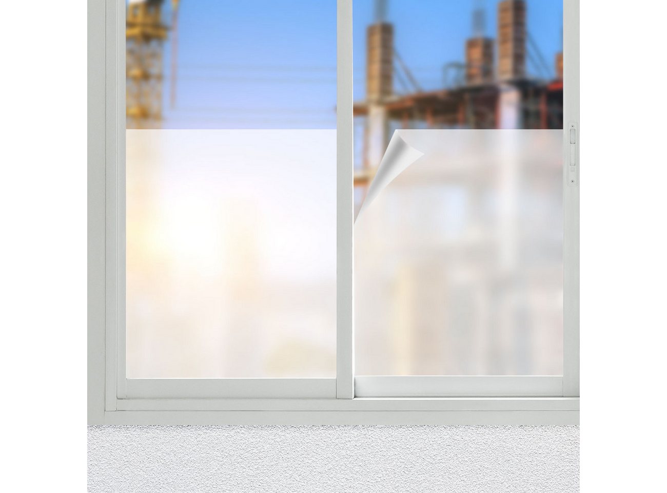 Casativo Fensterfolie Milchglasfolie statisch haftend (45x200cm) – Sichtschutz-Folie, blickdicht & lichtdurchlässig – Selbstklebende Fensterfolie