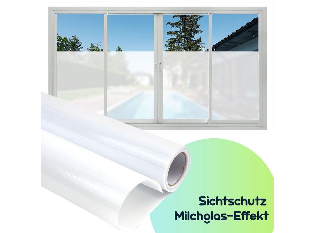 Casativo Fensterfolie Milchglasfolie statisch haftend (45x200cm) – Sichtschutz-Folie, blickdicht & lichtdurchlässig – Selbstklebende Fensterfolie Bild 2
