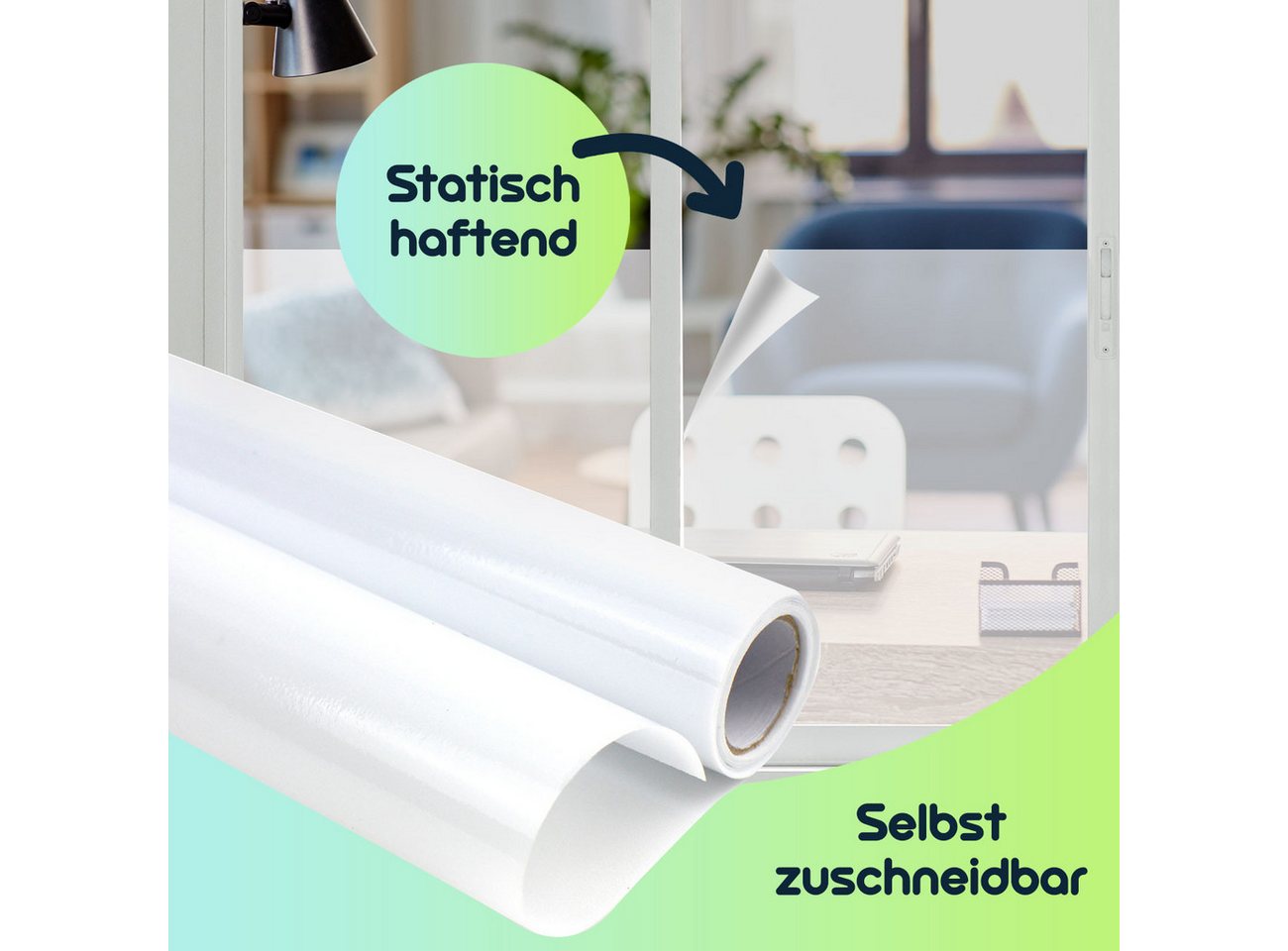 Casativo Fensterfolie Milchglasfolie statisch haftend (45x200cm) – Sichtschutz-Folie, blickdicht & lichtdurchlässig – Selbstklebende Fensterfolie Bild 4