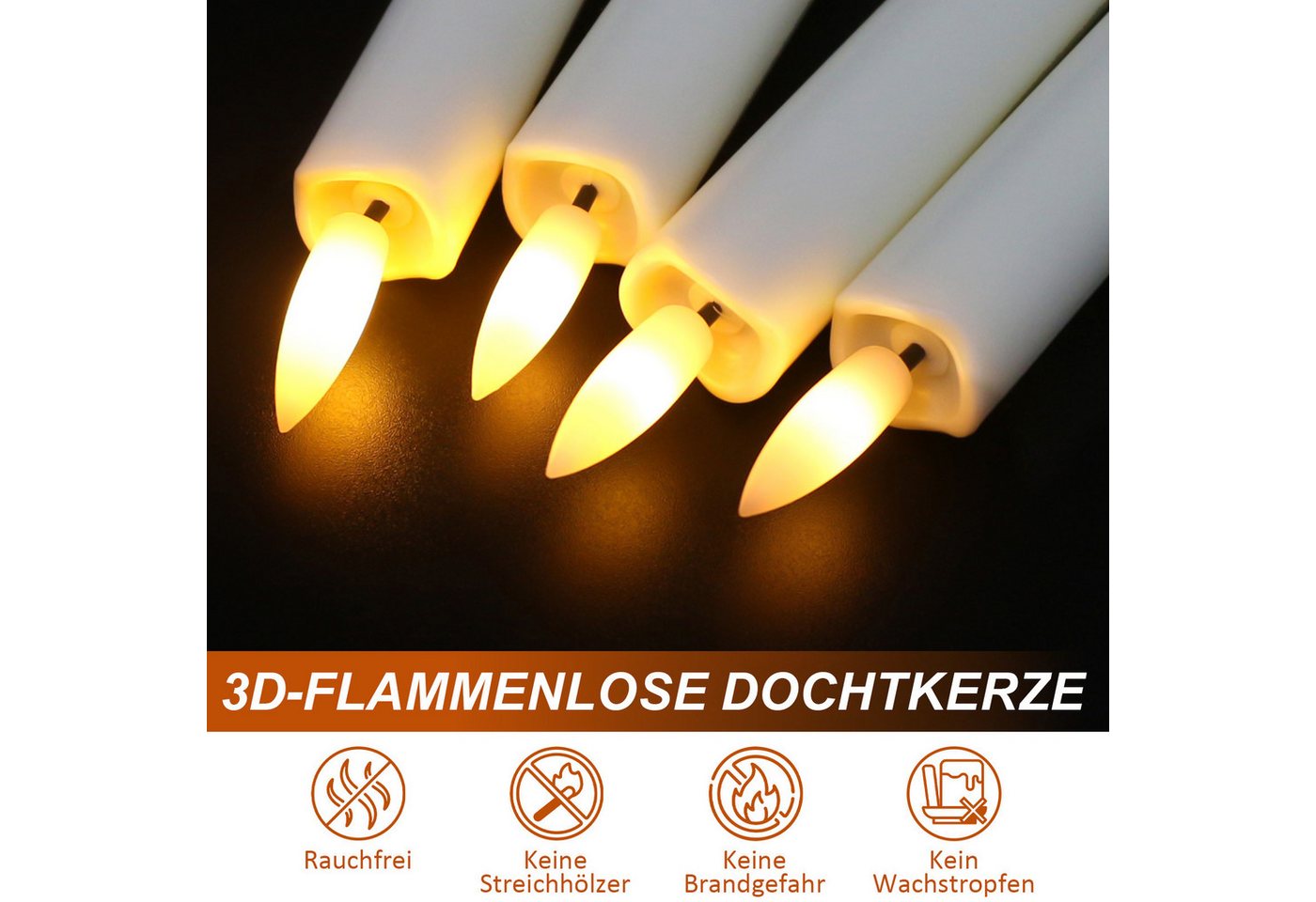OZAVO LED-Kerze K-TZ06 6/12pcs LED Stabkerzen mit Fernbedienungs und Timer, Zwei Modi und Dimmbar, Warmweiße Flammenlose Tischkerzen Dekorative Kerzen, Timerfunktion für 2, 4, 6 und 8 Stunden Bild 5