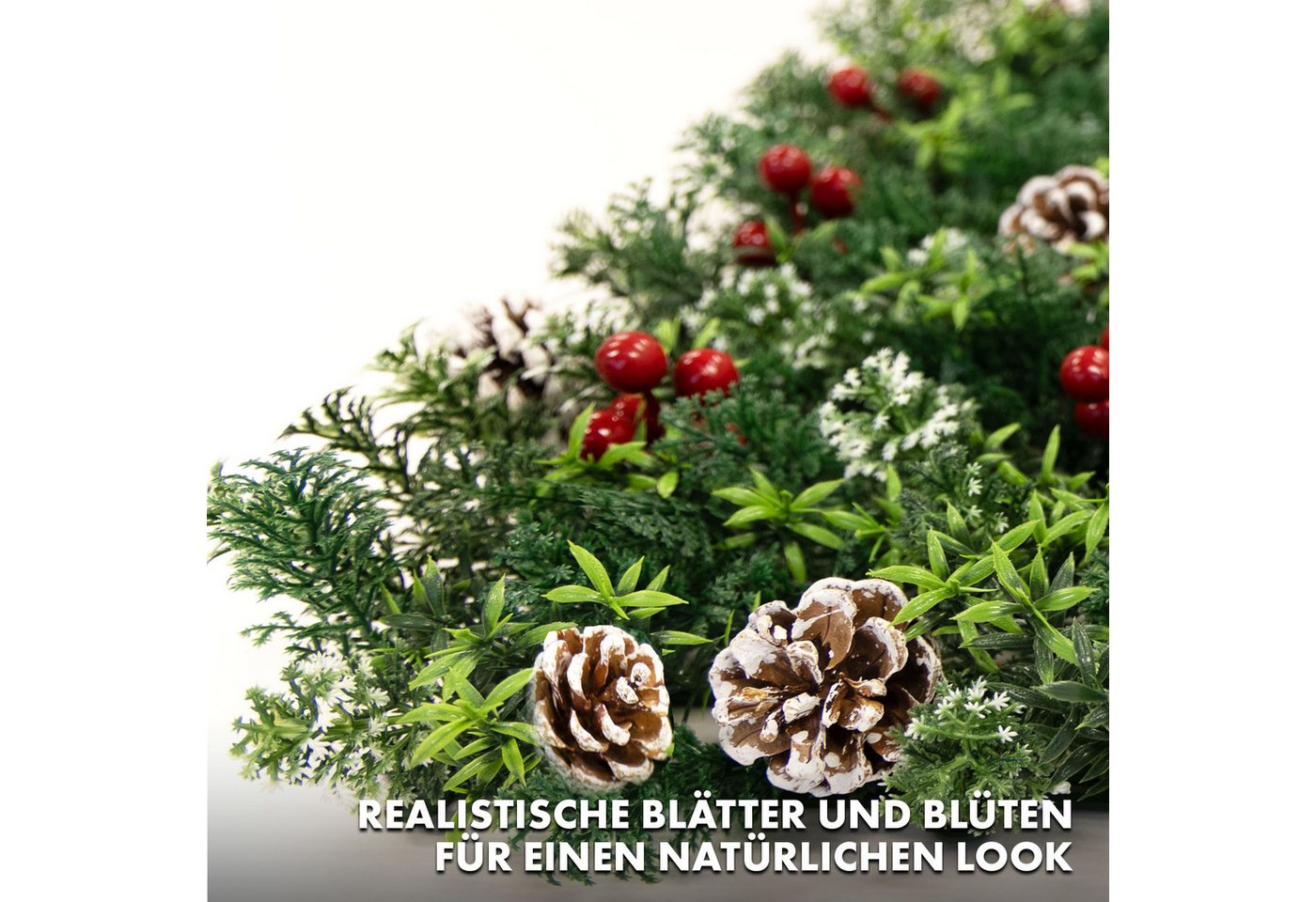 Kunstpflanze Pflanzenwand Greenglow, Dekorative Weihnachtswand, Kubus, Lebensechte Details für eine festliche Weihnachtsstimmung Bild 2