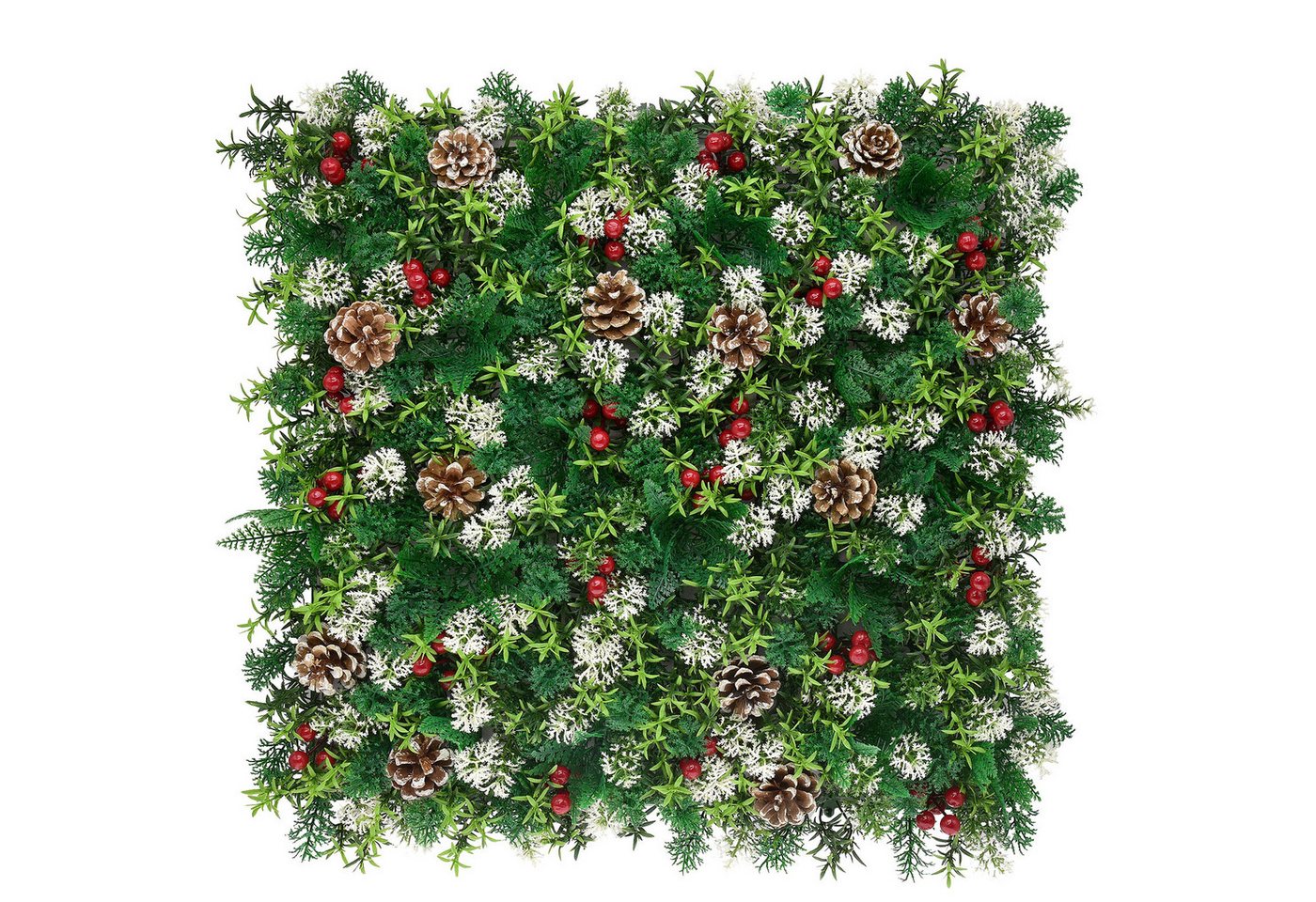 Kunstpflanze Pflanzenwand Greenglow, Dekorative Weihnachtswand, Kubus, Lebensechte Details für eine festliche Weihnachtsstimmung Bild 3