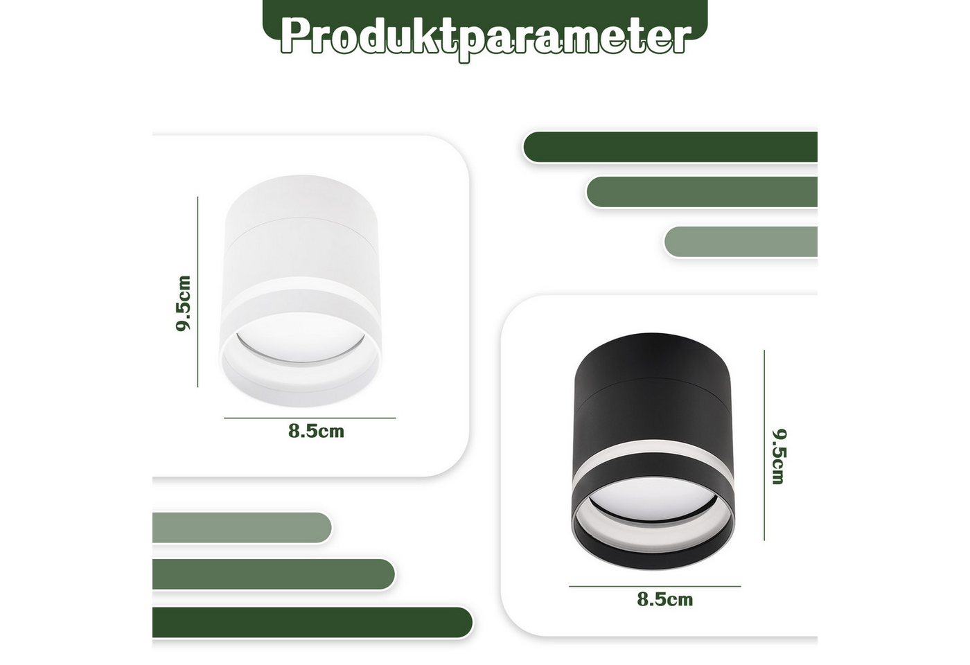 Nettlife LED Aufbaustrahler Schwarz/Weiß Rund Deckenstrahler 5W Spot Aufbauleuchte Klein Acryl, LED fest integriert, Warmweiß, GX53 Warmweiß Flach Aufputz Strahler Deckenspot 3000K Bild 2