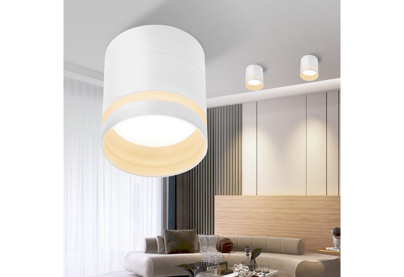 Nettlife LED Aufbaustrahler Schwarz/Weiß Rund Deckenstrahler 5W Spot Aufbauleuchte Klein Acryl, LED fest integriert, Warmweiß, GX53 Warmweiß Flach Aufputz Strahler Deckenspot 3000K Bild 3