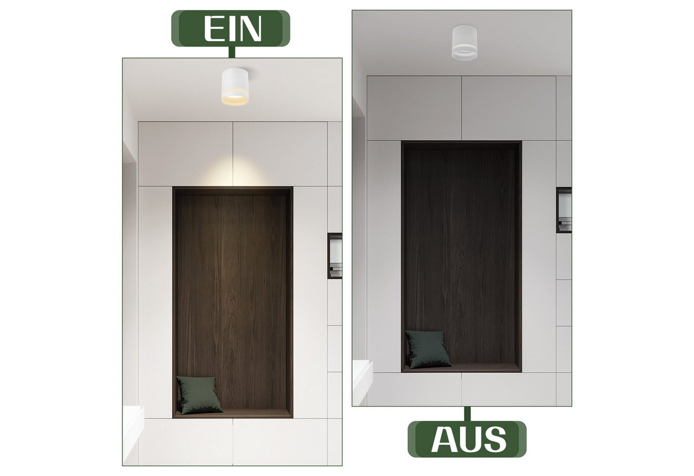 Nettlife LED Aufbaustrahler Schwarz/Weiß Rund Deckenstrahler 5W Spot Aufbauleuchte Klein Acryl, LED fest integriert, Warmweiß, GX53 Warmweiß Flach Aufputz Strahler Deckenspot 3000K Bild 4