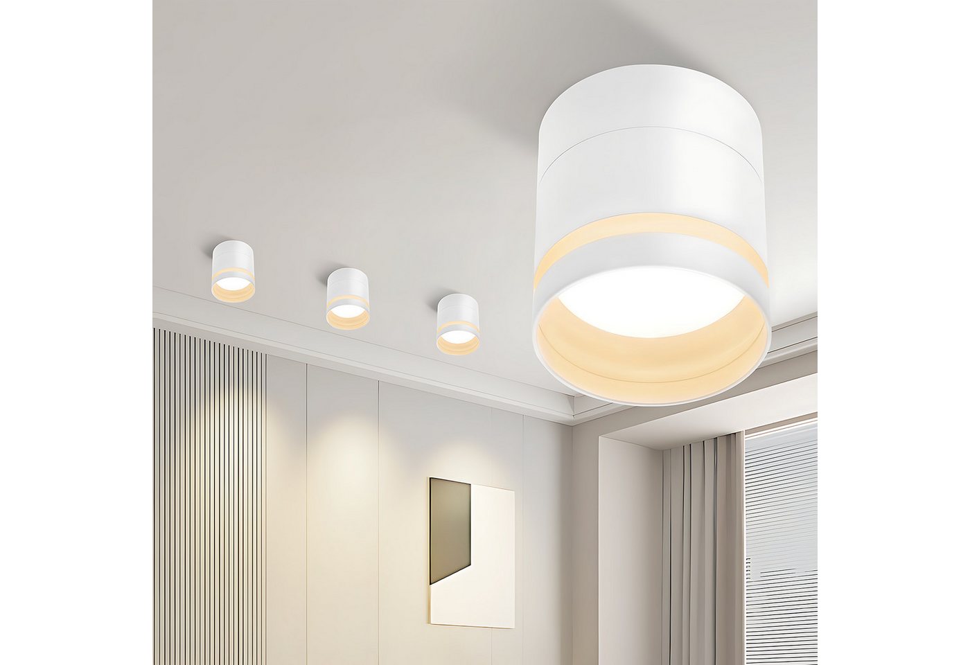 Nettlife LED Aufbaustrahler Schwarz/Weiß Rund Deckenstrahler 5W Spot Aufbauleuchte Klein Acryl, LED fest integriert, Warmweiß, GX53 Warmweiß Flach Aufputz Strahler Deckenspot 3000K Bild 5