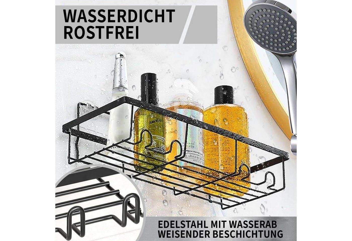 Esun Duschablage Duschablage Ohne Bohren, Duschregal, Kohlenstoffstahl Badregal 5 St., Set, Duschablage Ohne Bohren Bild 5