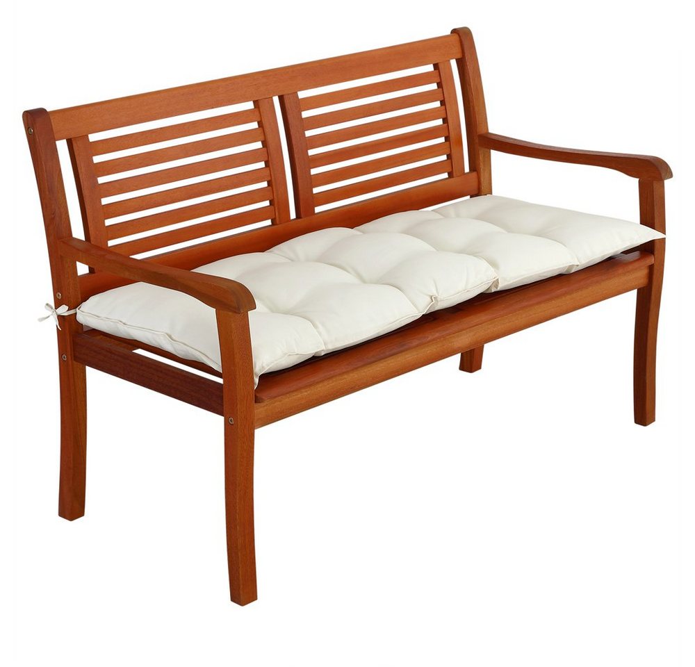 Detex Bankauflage, Sitzkissen Creme Polyester Visko-Effekt 110x45cm Gartenbank 2-Sitzer