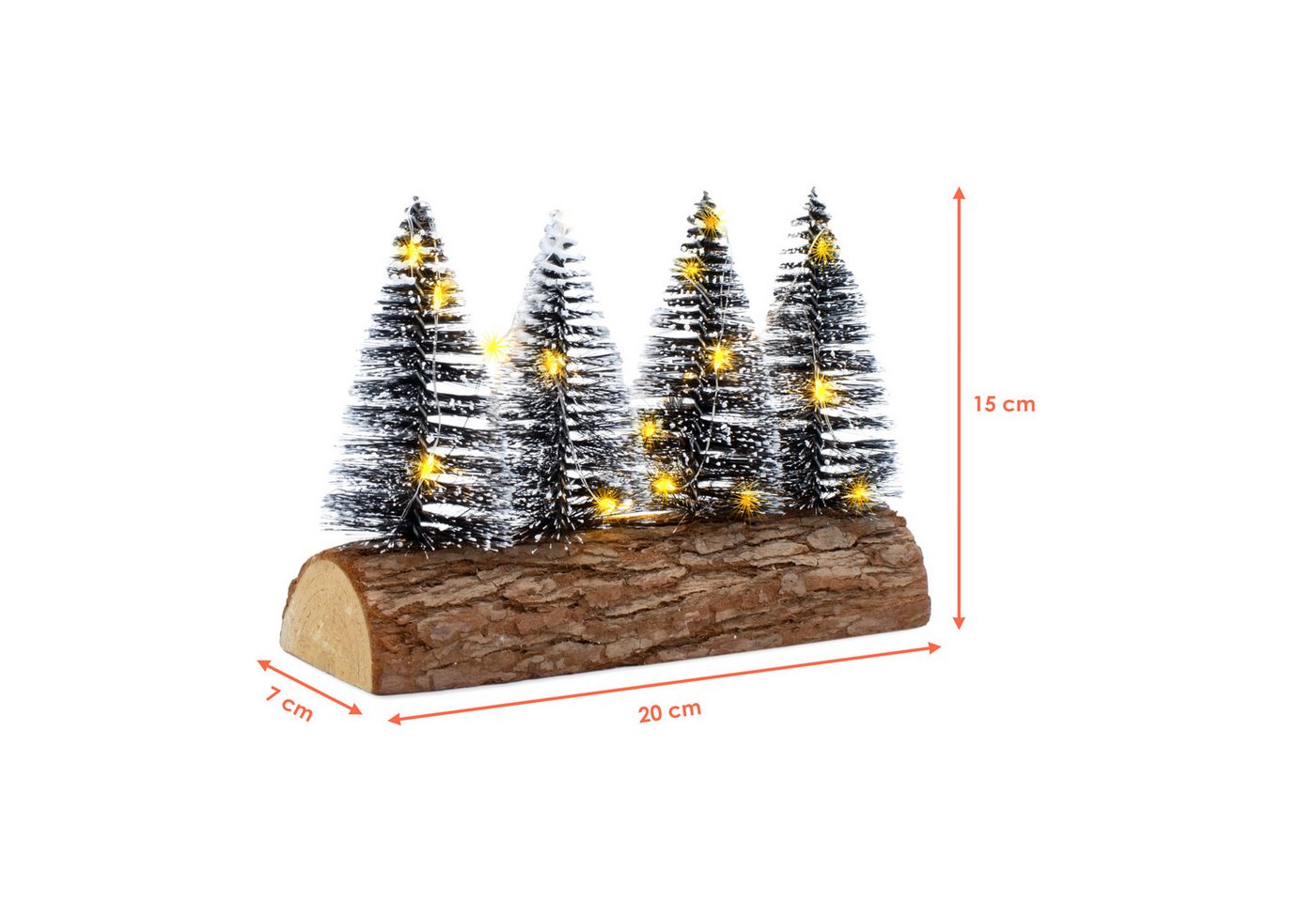 Spetebo LED Dekofigur Tannenbäume mit Baumstammfuß, mit 20 LED, LED fest integriert, warm weiß, zur weihnachtlichen Dekoration Bild 4