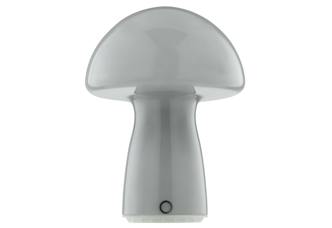 Lightbox Tischleuchte, LED fest integriert, Warmweiß, LED Akku Pilzleuchte aus Glas, 250 lm, 2700 K, H 22 cm, dimmbar, grau Bild 2