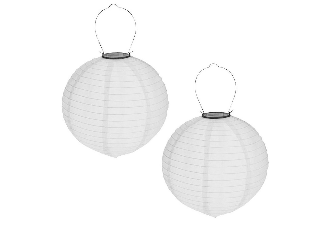 HAC24 LED Lampion 2x Deko Lampenschirm Lampe Party Garten Kugel Laterne, LED fest integriert, Weiss, Solar, Ø 20 cm, mit Haken zum Aufhängen