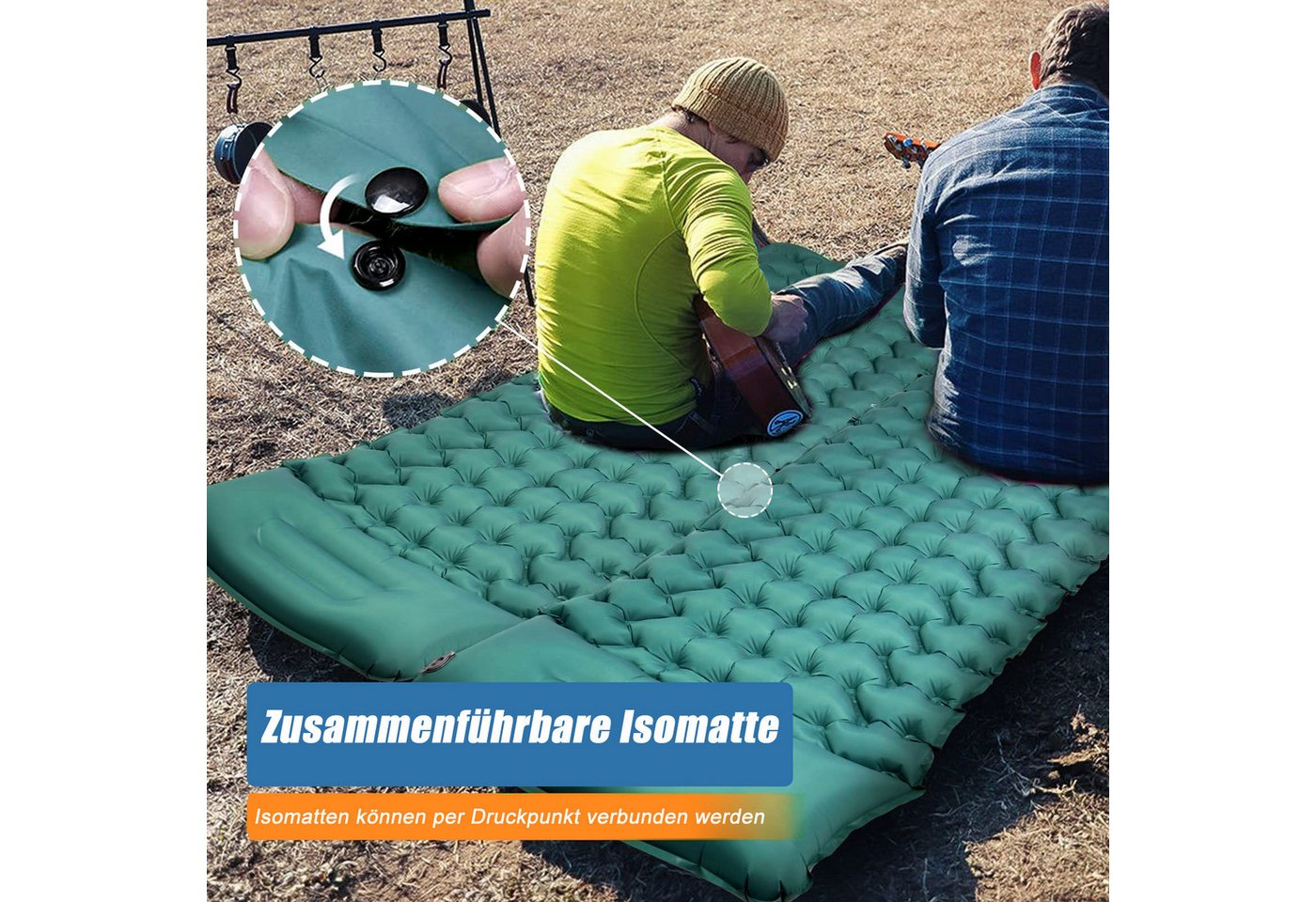 CALIYO Isomatte 2-Tlg Isomatte Outdoor, Isomatte Ultraleicht, Isomatte Camping Outdoor, (2-tlg., Isomatte Camping mit Fußpresse Pumpe und Kissen), erschleißfest/wasserabweisend/reißfestigkeit Bild 3