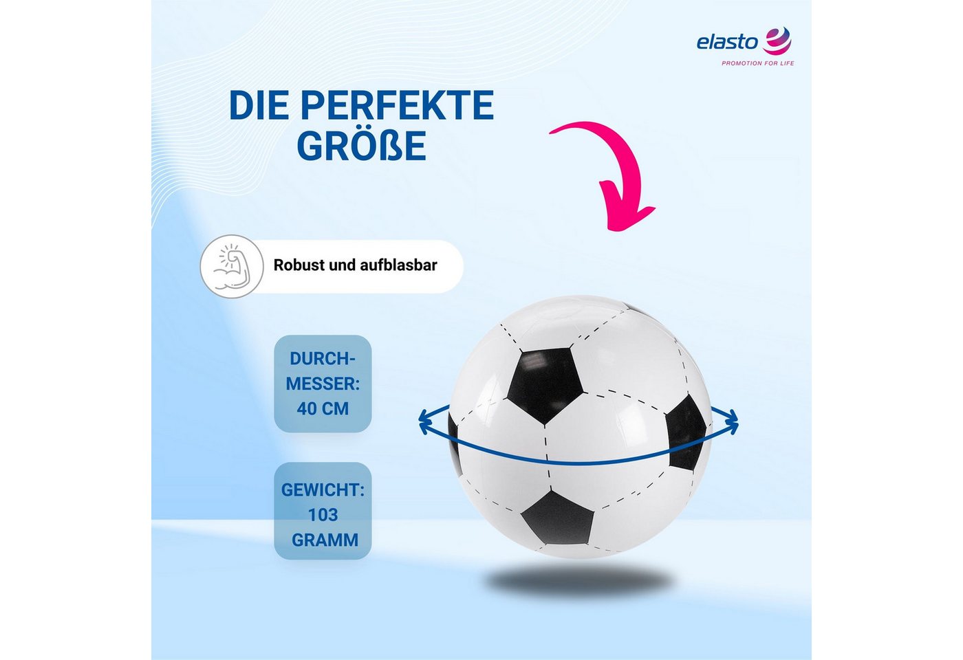 elasto Spielball Wasserball "Fußball" weiß/schwarz