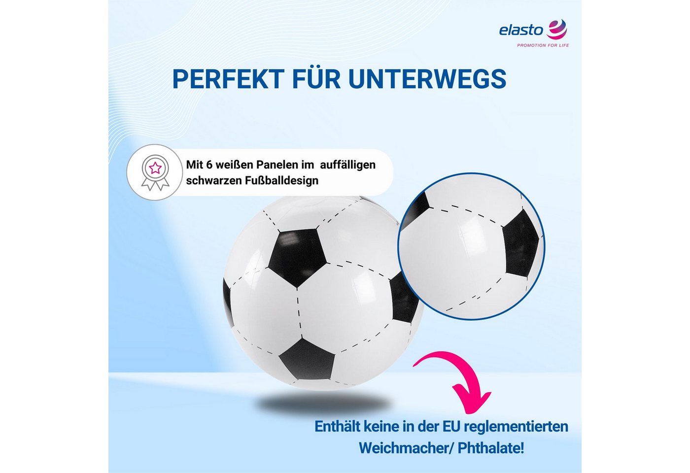 elasto Spielball Wasserball "Fußball" weiß/schwarz Bild 2