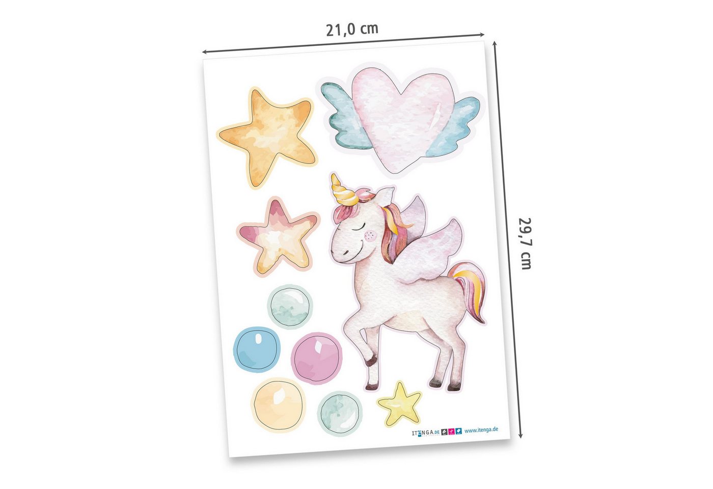 itenga Schultüte itenga DEKO-SET für SCHULTÜTE Einhorn Wasserfarben Bild 2