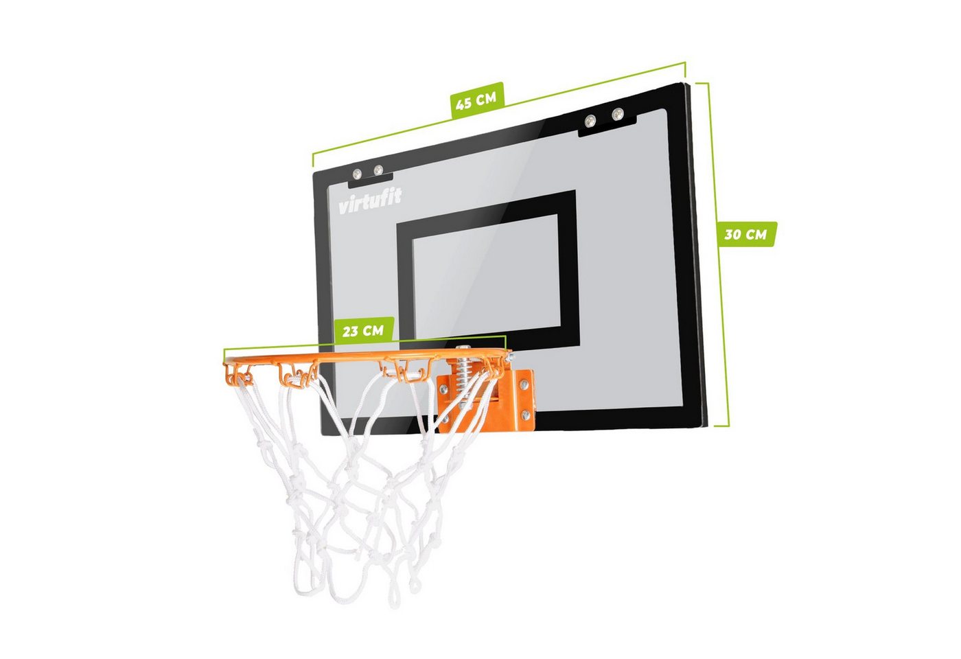 VirtuFit Basketball VirtuFit Pro Mini Basketballboard mit 2 Bällen & Pumpe Schwarz