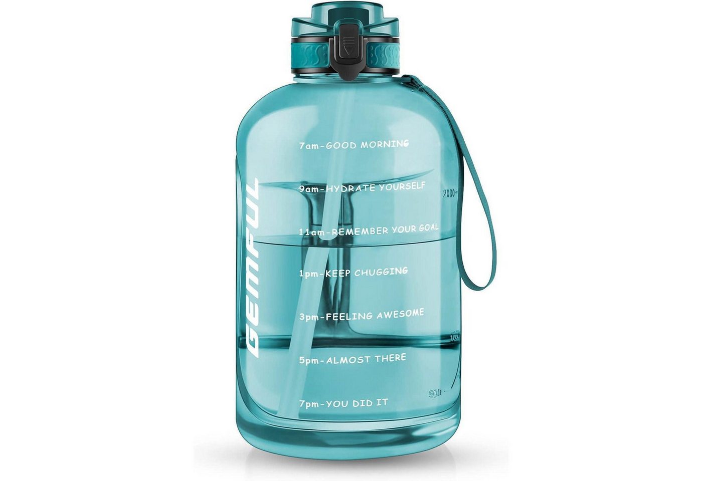 LuxusKollektion Trinkflasche Wasserflasche 3 Liter Strohhalm BPAfrei Auslaufsicher Sport Zyan