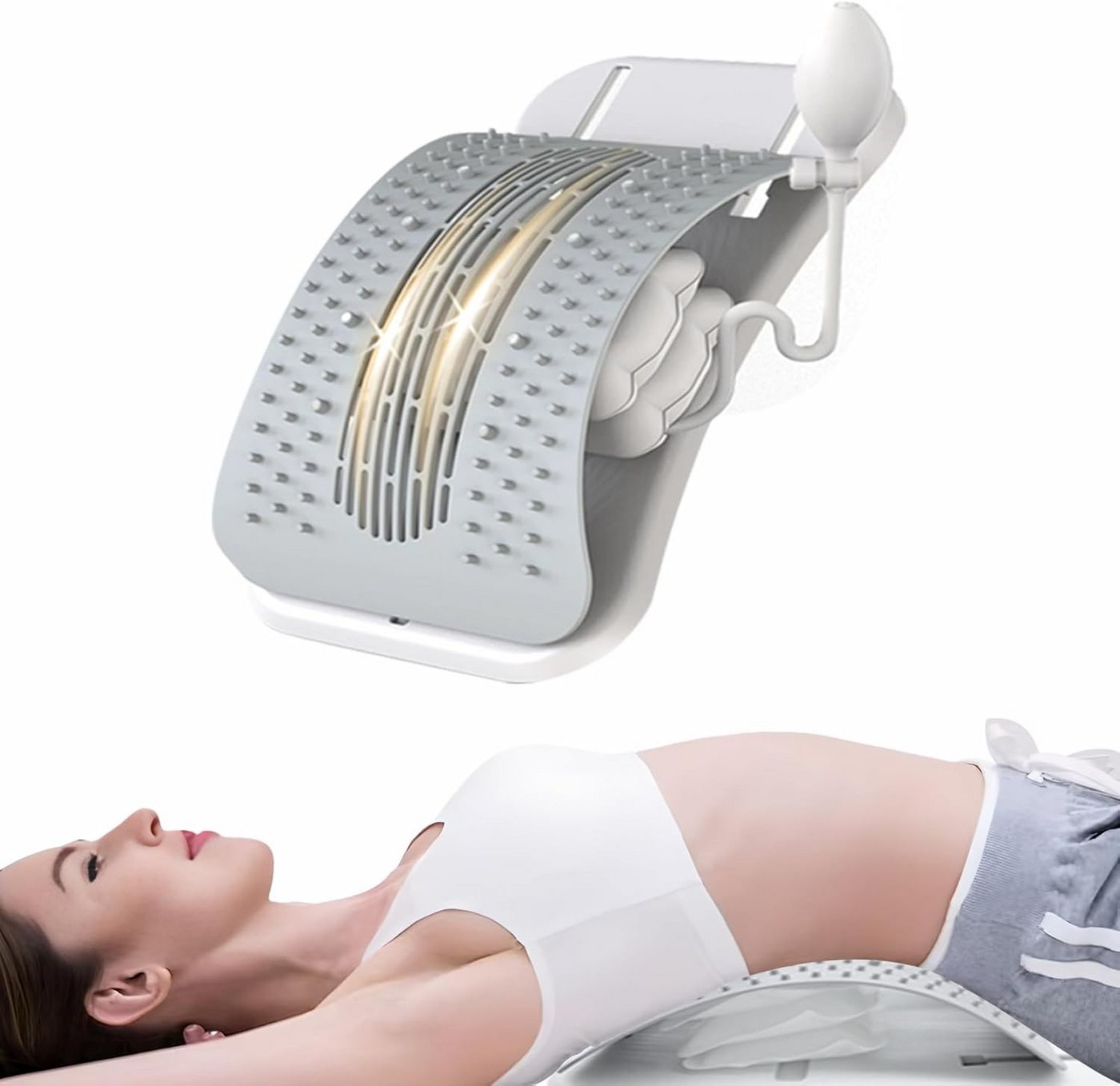 MOPUEA Rückenstrecker Rückenstrecker mit Airbag Stütze verstellbar Ergonomisches Design (Rückenstrecker Set für Rückenentspannung und Haltungstraining, Verstellbarer Rückenstrecker mit Airbag Stützdesign und Polster), Airbag Stütze verstellbarer Bogen 8 Magnetpunkte ergonomisch Bild 2