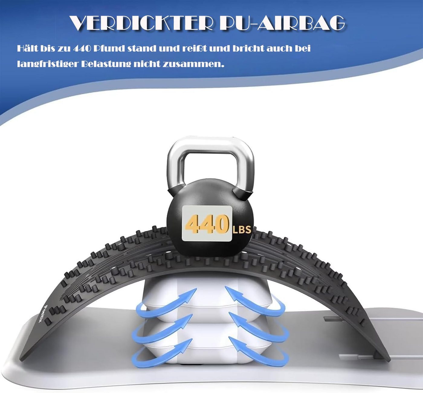 MOPUEA Rückenstrecker Rückenstrecker mit Airbag Stütze verstellbar Ergonomisches Design (Rückenstrecker Set für Rückenentspannung und Haltungstraining, Verstellbarer Rückenstrecker mit Airbag Stützdesign und Polster), Airbag Stütze verstellbarer Bogen 8 Magnetpunkte ergonomisch Bild 4