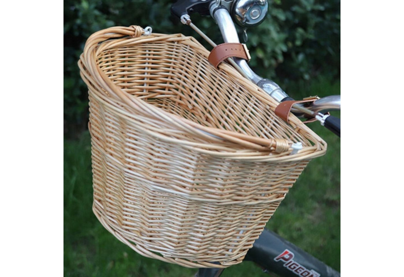 Festivalartikel Fahrradkorb Fahrradkorb Weidenkorb Lenkerkorb mit Griff & Halterung Abnehmbar (1-tlg) Bild 5