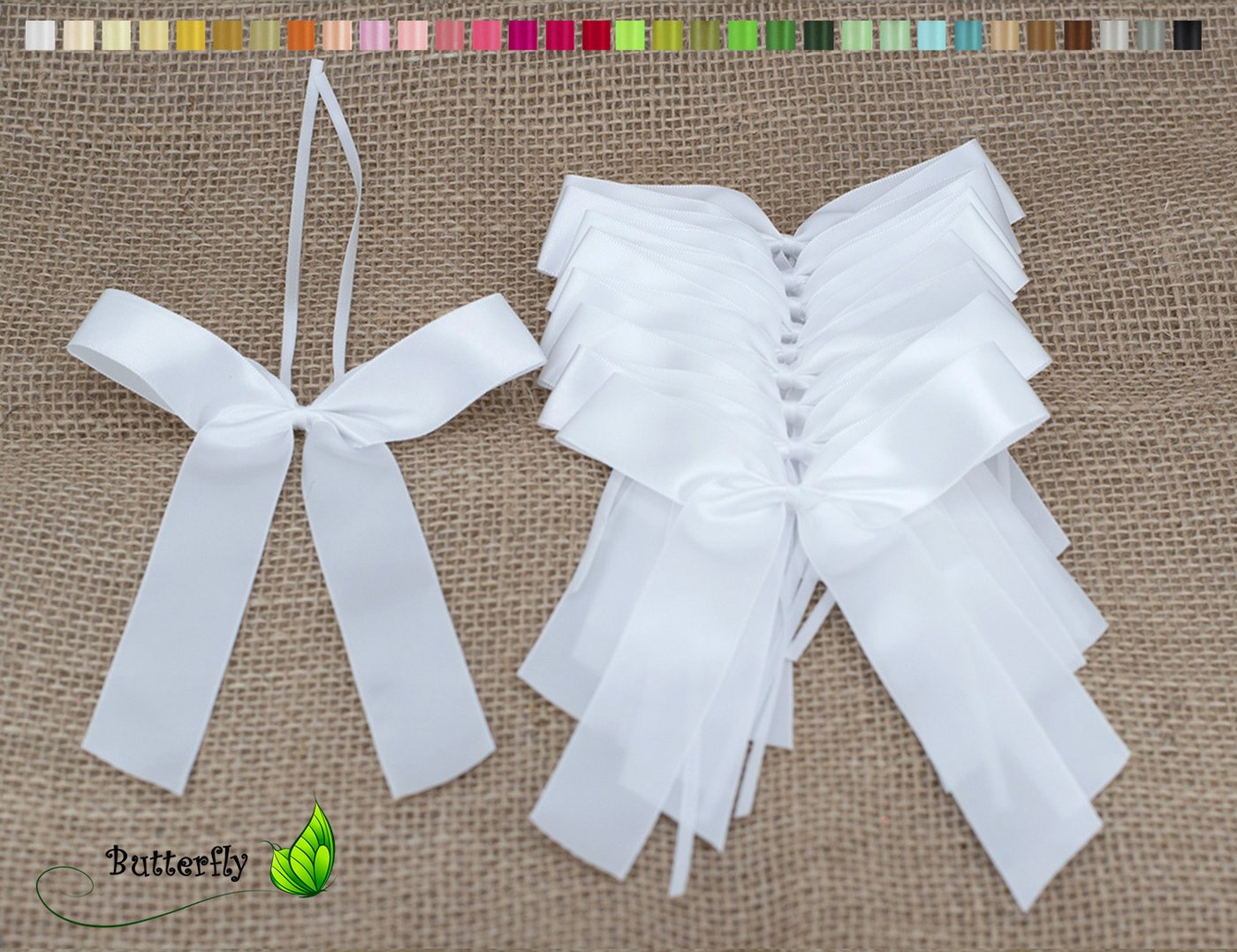 Creativery Geschenkband, Autoschleifen Hochzeit 11x16cm 10 Stück Weiß
