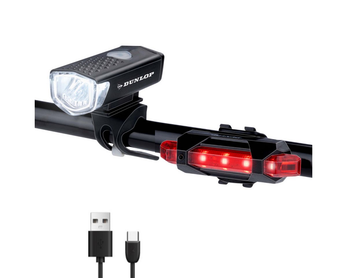 Dunlop Fahrradbeleuchtung Dunlop Fahrradlicht Set USB Wiederaufladbar - Fahrrad Licht Bild 2