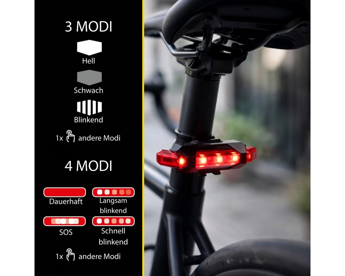 Dunlop Fahrradbeleuchtung Dunlop Fahrradlicht Set USB Wiederaufladbar - Fahrrad Licht Bild 3