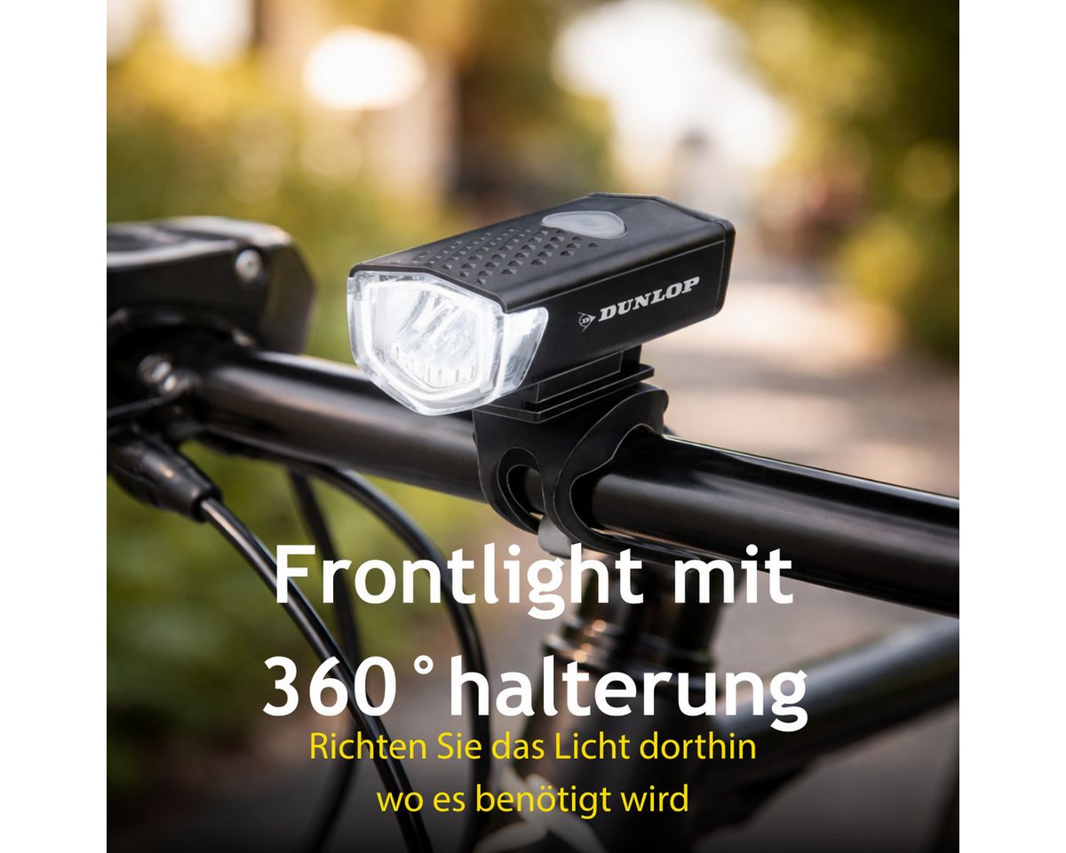 Dunlop Fahrradbeleuchtung Dunlop Fahrradlicht Set USB Wiederaufladbar - Fahrrad Licht Bild 5