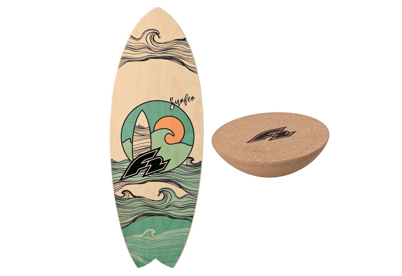 F2 Balanceboard F2 Set Balance Board Surfer 87x32cm mit Kork Halbkugel Bild 5