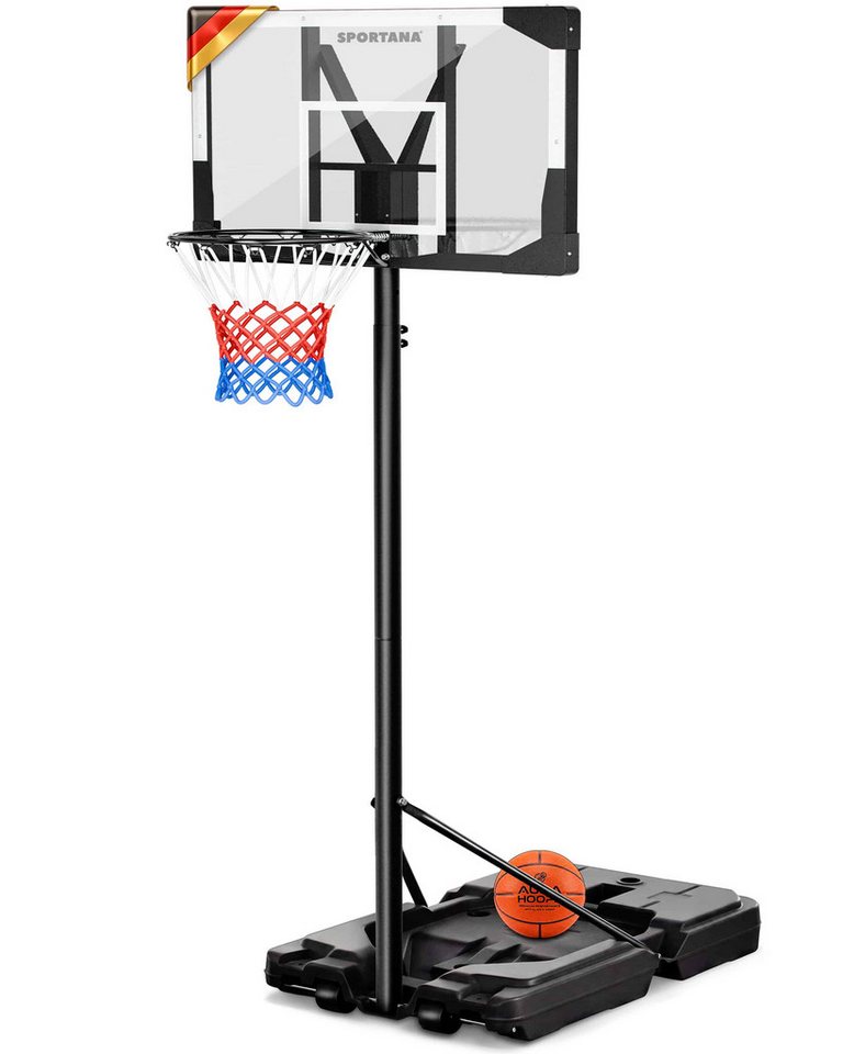 Sportana Basketballkorb, Outdoor höhenverstellbar 135–305 cm Ständer Hoop Großer Standfuß