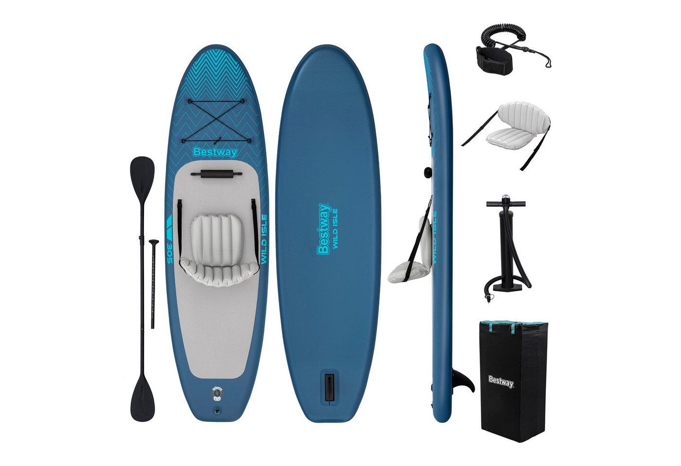 Bestway SUP-Board Wild Isle™, Freizeit, (Set, Inkl. Sitz, Pumpe, Paddel, Transportrucksack), 305 x 84 x 15 cm Bild 3