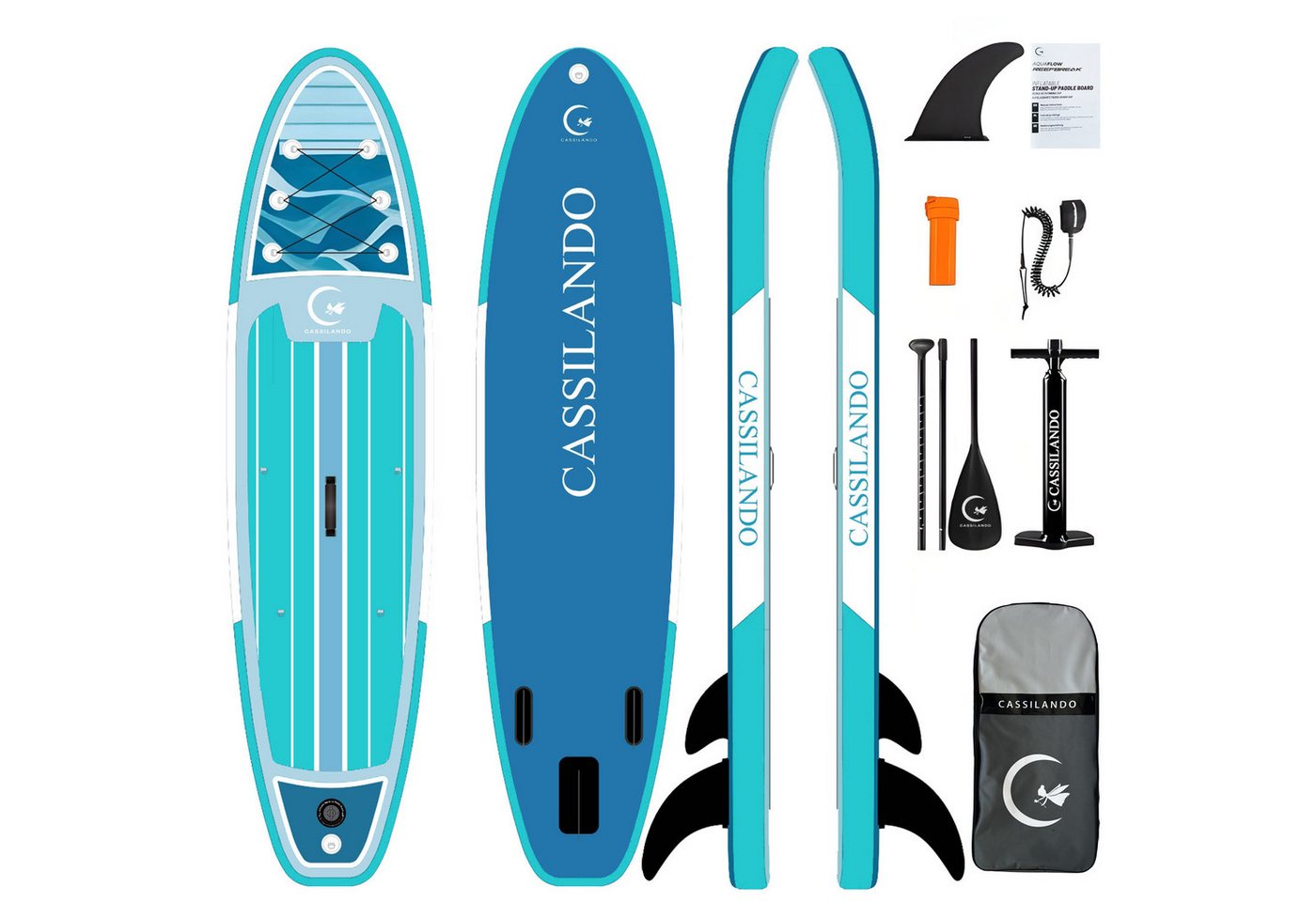 CASSILANDO SUP-Board Aufblasbares SUP-Board 335 x 84 cm mit 220 kg Belastbarkeit, (Hand pumpe, Verstellbares Paddel, Sicherheitsgurt, Reparatursatz, Rucksack), Pumpe Bild 4