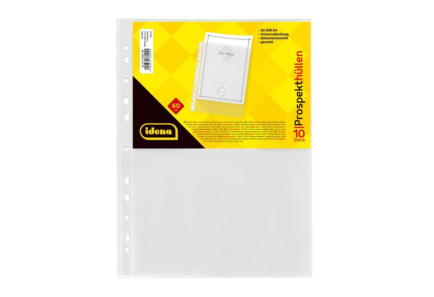 Idena Prospekthülle Idena 376004 - Prospekthülle DIN A4 Format, genarbt, 60µ, 10 Stück Bild 2